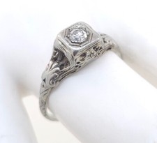 Antique 1920's Art Deco 18k/14k White Gold Diamond Engagement Ring
