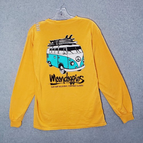 Moondoggies Beach Club Men Shirt S Yellow Y2K Surf Shop San Luis Obispo