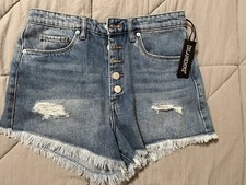 Blank NYC Womens NWT Button Fly Cut Off The Barrow High Rise Jean Shorts Size 27