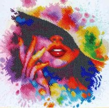 Colorful Bead Embroidery Scheme on Canvas DIY Stamped Printed Pattern t-1262