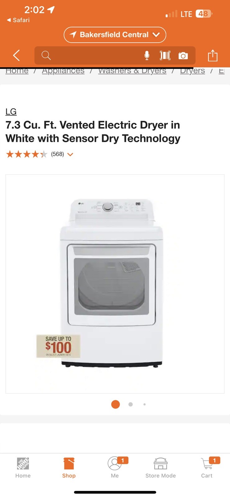 LG Electric Dryer DLE3500W eBay