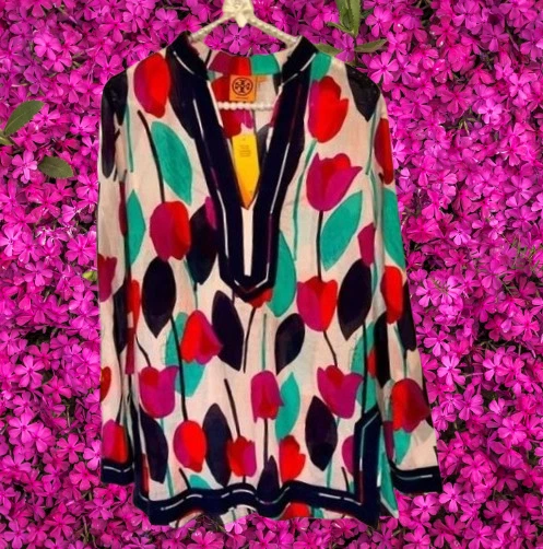 Nuova tunica da donna resort rosa TORY BURCH balletto da $295 taglia 8