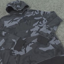 Nike Hoodie Mens Medium Camo Pull Over Black Gray Blue Tag Sweatshirt Sweater