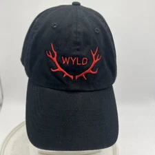 Wyld Manufacturing Adult Hat Baseball Dad Cap Black Red Buck Horn Logo Strap