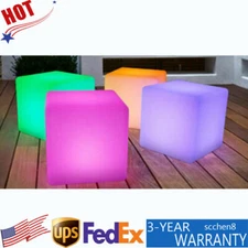 16"Inch LED Light Cube Stools Chair w/ Remote Control RGB 16 Colors Rechargeable