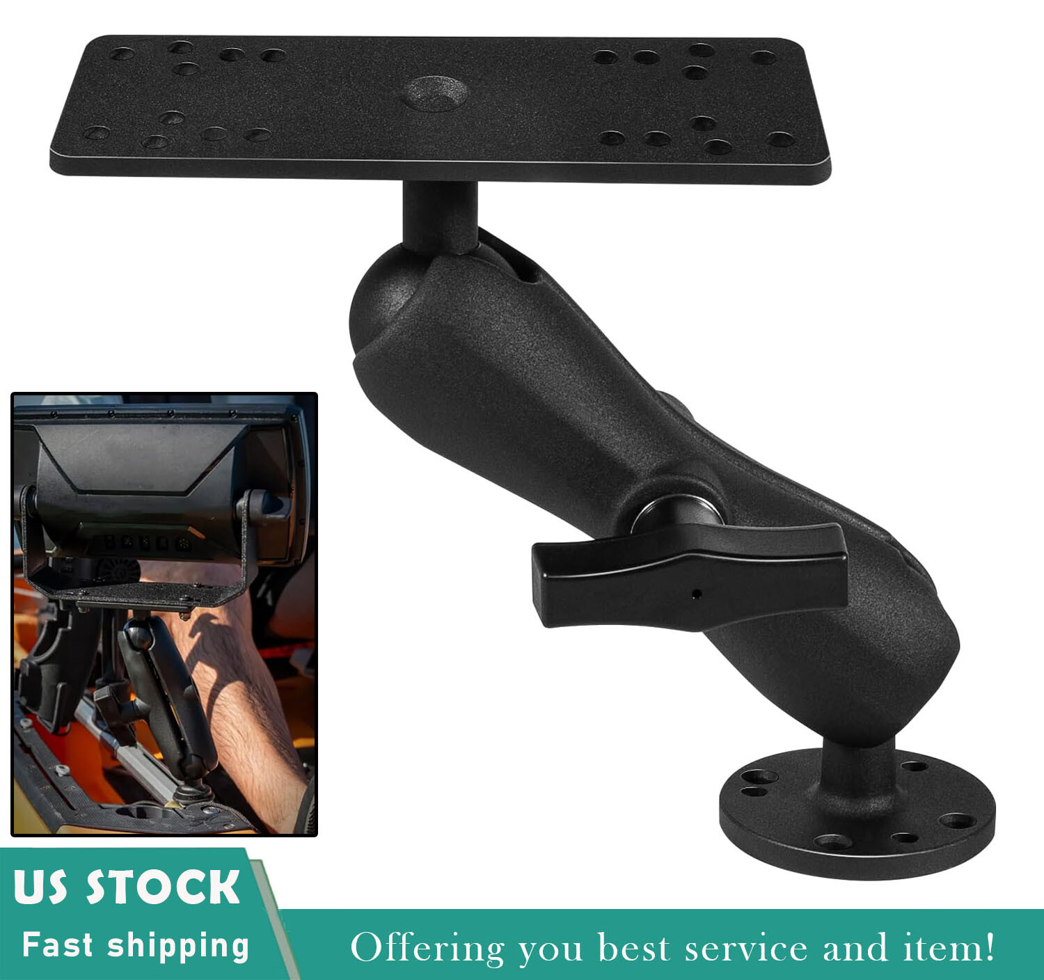 Marine Fish Finder Mount w 1.5" / C Size Ball Fits Garmin, L