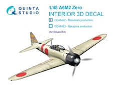 1/48 Quinta Studios 3D Interior Decal #48492 A6M2 Zero Mitsubishi EDU