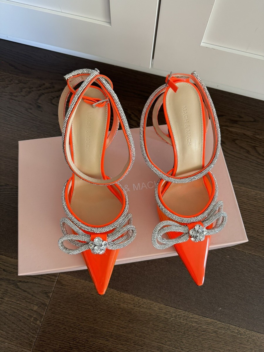 MACH & MACH Heels double bow 39 In Orange iridescent rare