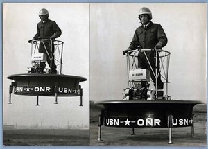 HILLER VZ-1E THREE ENGINE FLYING PLATFORM LARGE VINTAGE PHOTO US NAVY