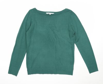 Vida Vi Damen Pullover grün U-Boot-Ausschnitt Acrylmischung Größe M