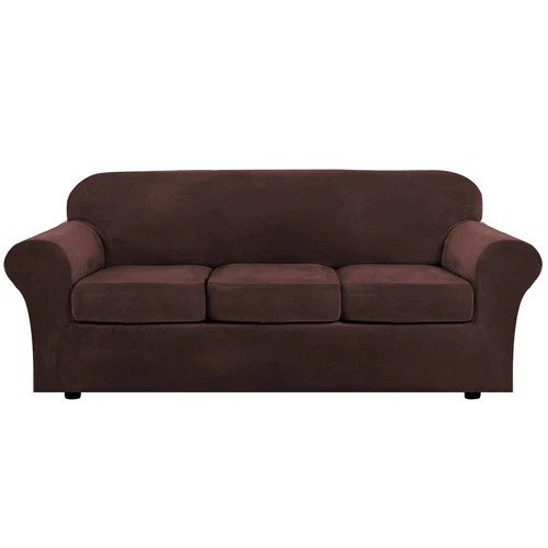Samt Stretch Elastisch Sofabezug Wohn Couch Schonbezüge Schoner 1/2/3 Sitzer - Bild 97 von 112