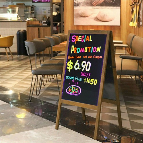 Heavy Rustic Large Wood A-Frame Magnetic LED Chalkboard Blackboard Wedding Cafe - Picture 21 of 45