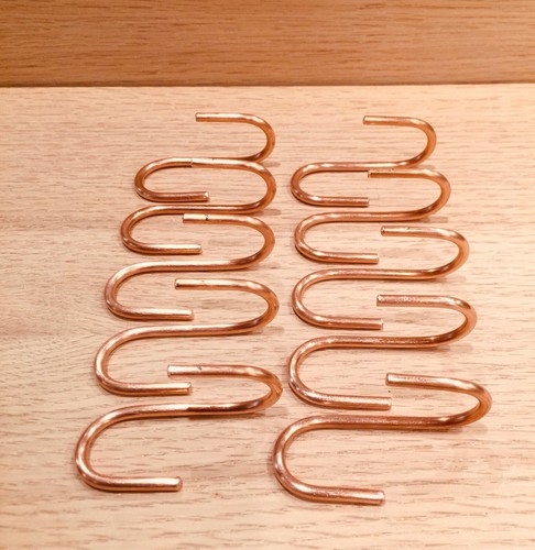 Pack Of 5 Copper Metal S Hooks With Ball Ends - 75mm (3") Heavy Duty Hanging Hooks For Kitchen, Bathroom, Tools