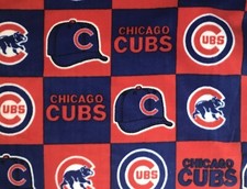 Chicago Cubs Fleece Fabric Block Pattern- 1.1 Yards x 58" NEW