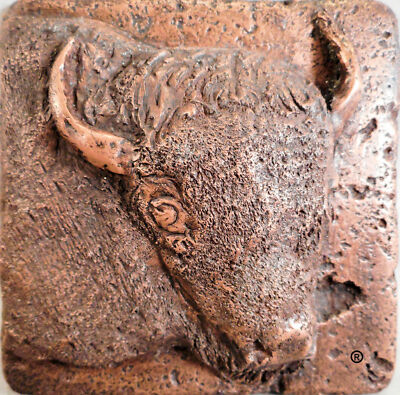 Copper Wildlife (Bison) 4''x4'' Decorative Wall Tile