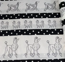 By 1/2 Yd "Paris Pups" by Michael Miller Black White Stripe Dogs Cotton Fabric