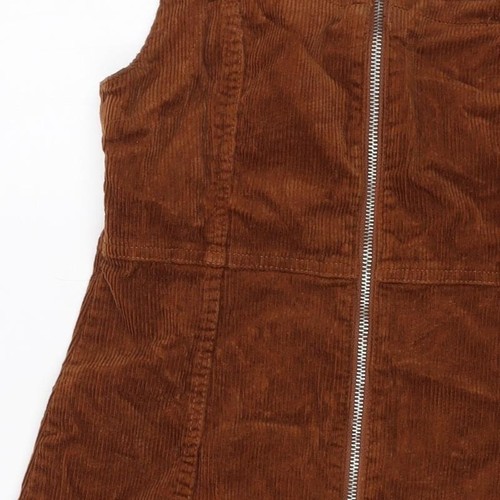 Denim & Co. Womens Brown Cotton Mini Size 8 Square Neck Zip - Picture 10 of 10