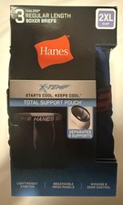 Hanes Men's 3-Pack X-Temp Comfort Cool Boxer NIB Briefs, Regular Length, 2XL/2XG