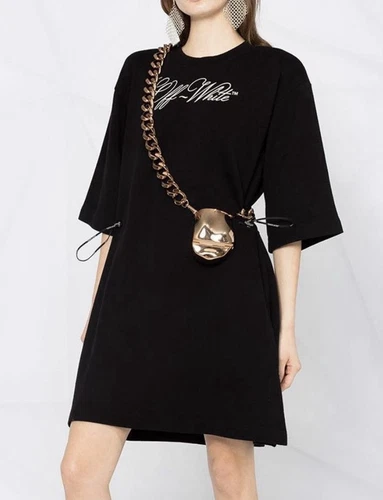 Abito T Shirt Off White c o Virgil Abloh Logo Coulisse Nero Taglia 44