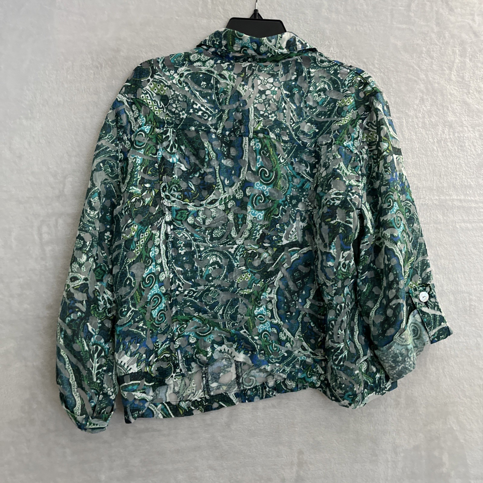 Ruby Rd Womans BUtton Up Top Green Geometric 14 L… - image 2