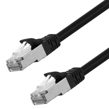 Ethernet Patch Cable CAT6A, S/FTP, 26AWG, 1 Ft,  5 pack, Black