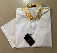 Versace Graphic Print Short Sleeve Shirt White&Gold 58 Euro (XL-2XL) 1019157 NWT