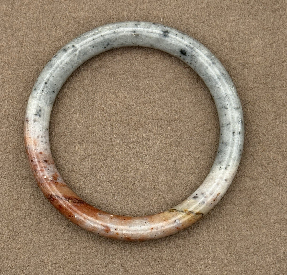 Solid Stone Bangle Bracelet Rust Cream Black 62mm… - image 1