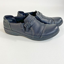 Clarks Cheyn Madi Womens Leather Casual Slip On Loafers Flats Size 8.5 M Black