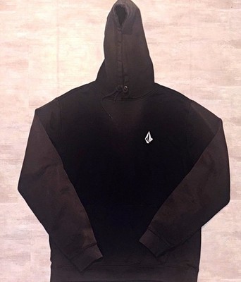 Volcom Men's Black Pullover Hoodie L Regular Fleece Cotton Blend Logo D6701913
