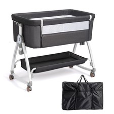 3 in 1 Baby Bassinet, Bedside Bassinet for Baby, with Comfy Mattress and Whee...