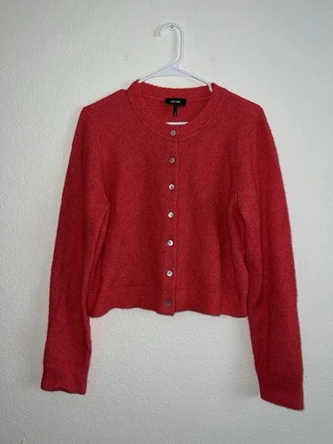 Me and Em Responsible Alpaca Crop Cardigan Medium Pink Red