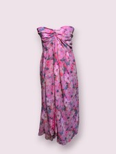 PrettyLittleThing Pink Floral Strapless Sleeveless Maxi Dress
