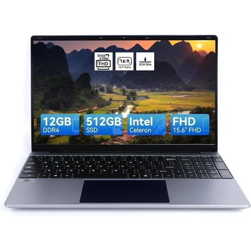 15.6 inch Laptop 12GB DDR4 512GB SSD Quad-Core Intel Celeron N5095 Processors - Picture 1 of 7