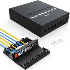 8 Port Blank Keystone Patch Panel Shielded Compatible with LC/SC/ST/FC/USB/HD...