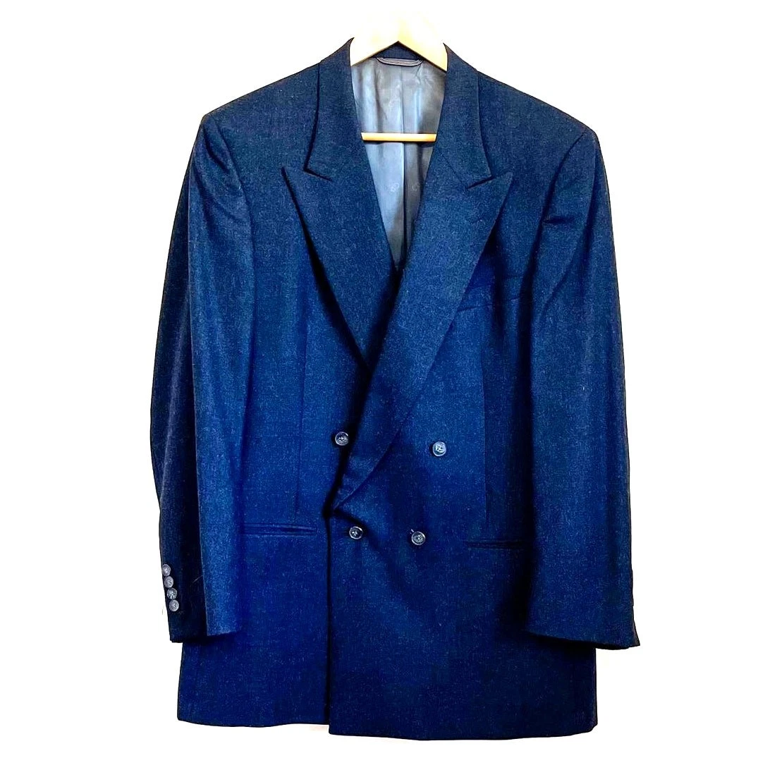 Blazer uomo Christian Dior vintage taglia 44L grigio lana doppiopetto cappotto sportivo