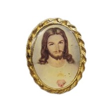 Sacred Heart of Jesus Lapel Pin Vintage Glossy Enameled Religious Christian 3