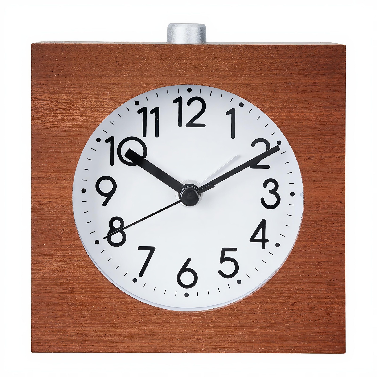 Wooden Analog Alarm Clock Silent Battery Operated Night Light NonTicking