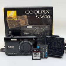 Nikon Coolpix S3600 Vintage Digital Compact Camera Working w/ 8x Wide Zoom Lens