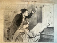 Honore-Victorin Daumier Antique Lithograph 1853 “Professeurs Et Moutards” Pl 31