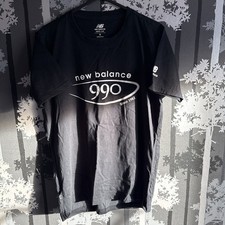 Image of New Balance Men's T-Shirt Size Small Black In Colour With Big Logo On Front