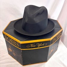 Vintage Dobbs Fifth 5th Avenue Fedora Hat Gray/Black Bow Sz 7 W/ Box