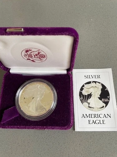 1986 S Proof American Silver Eagle - With Box & CoA