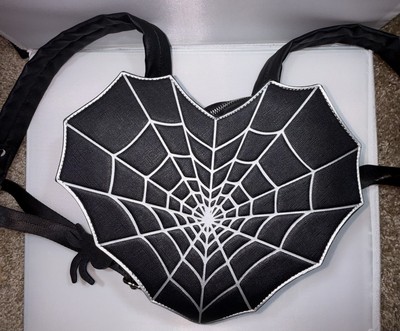 Mad Engine Spiderweb Heart Backpack Black Gothic Halloween NWT Mad Engine Spiderweb Heart Backpack Purse goth Halloween  main image 3