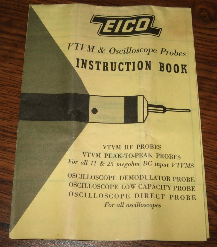Original 1954 EICO Peak To Peak VTVM & Oscilloscope Probes Instruction Book