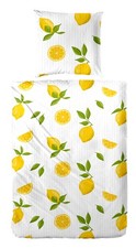 Primera Soft-Seersucker Bettwäsche 155x220 Zitronen weiß 213073-015