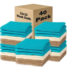Washcloths Set of 40 - Popcorn Weave Wash Cloth Designed to Exfoliate Your Ha...