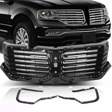 Front Upper Grille Gloss Black With Black Trim For Lincoln Navigator 2015-2017