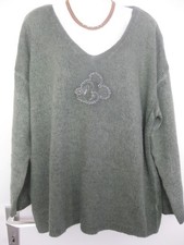 New Collection - Strick Pullover mit Micky Maus Kopf - grün/khaki mit Mohair