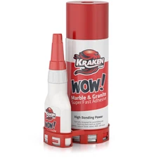 Kraken Bond WOW Marble&Granite Super Fast Adhesive + Accelerator 1 Pk (6.75oz)