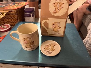 Hallmark Mug Mates Coffee Bunny Cup W/Coaster/Lid "Jesus Loves Me & You",